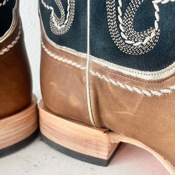 Lane RODEO HOUSTON Mens Cowboy Boots Size 12.5B Brown Leather Western Blunt Toe - Picture 10 of 14